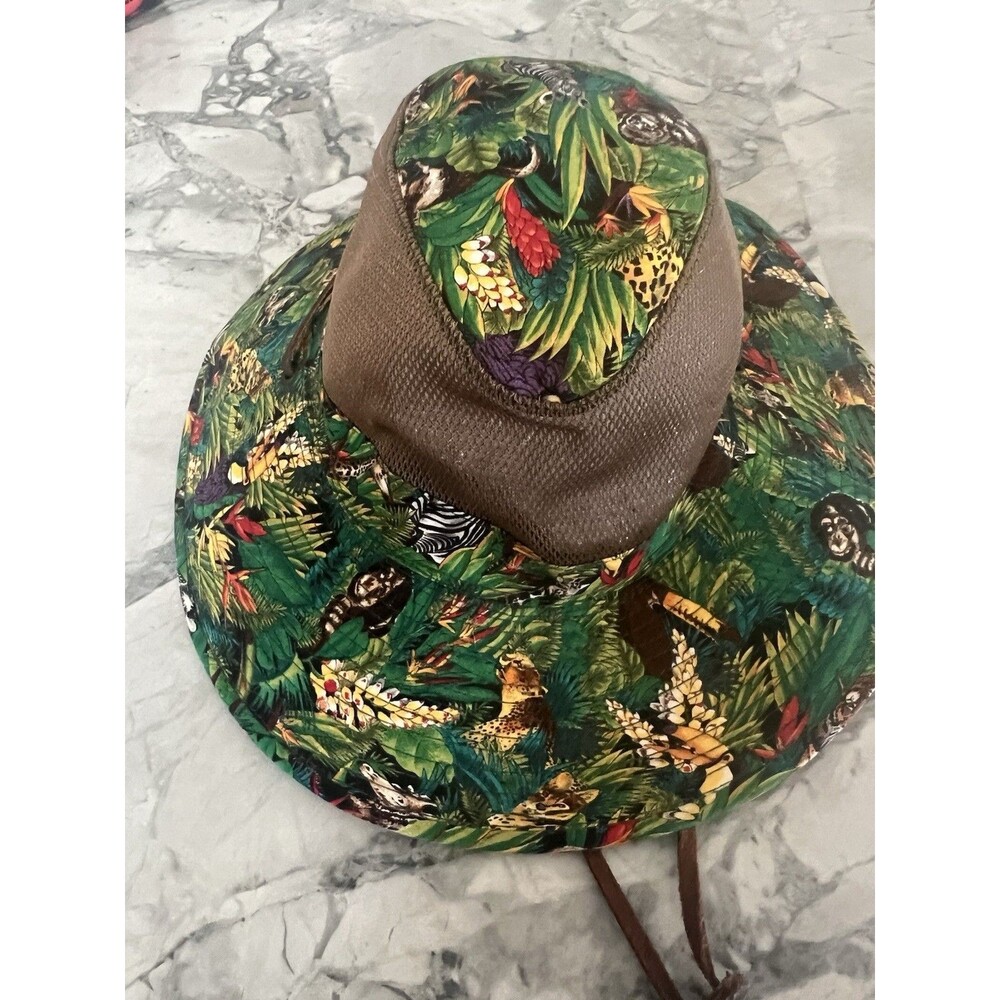 Dorfman Pacific Safari Sun Hat XL Jungle Animal Print Cotton Wide Brim Outdoor